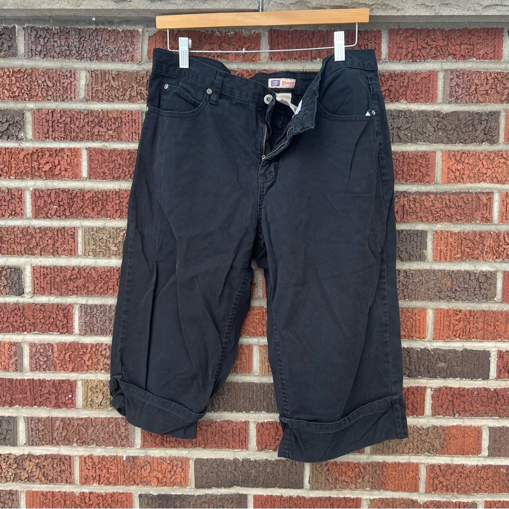 Faded Glory Black Mid Rise Capri Cargo Pants